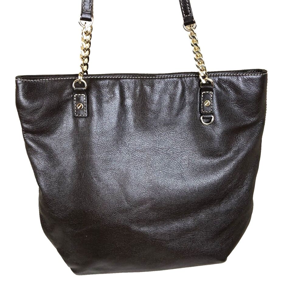 Michael Kors Brown Leather Hand Bag Chain Link & Leather Dual Shoulder Straps‎ - Picture 2 of 16